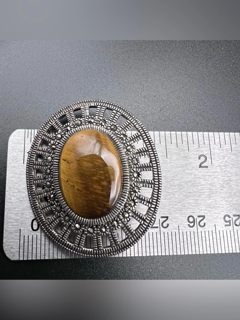 Sterling Silver Tigers Eye Brooch